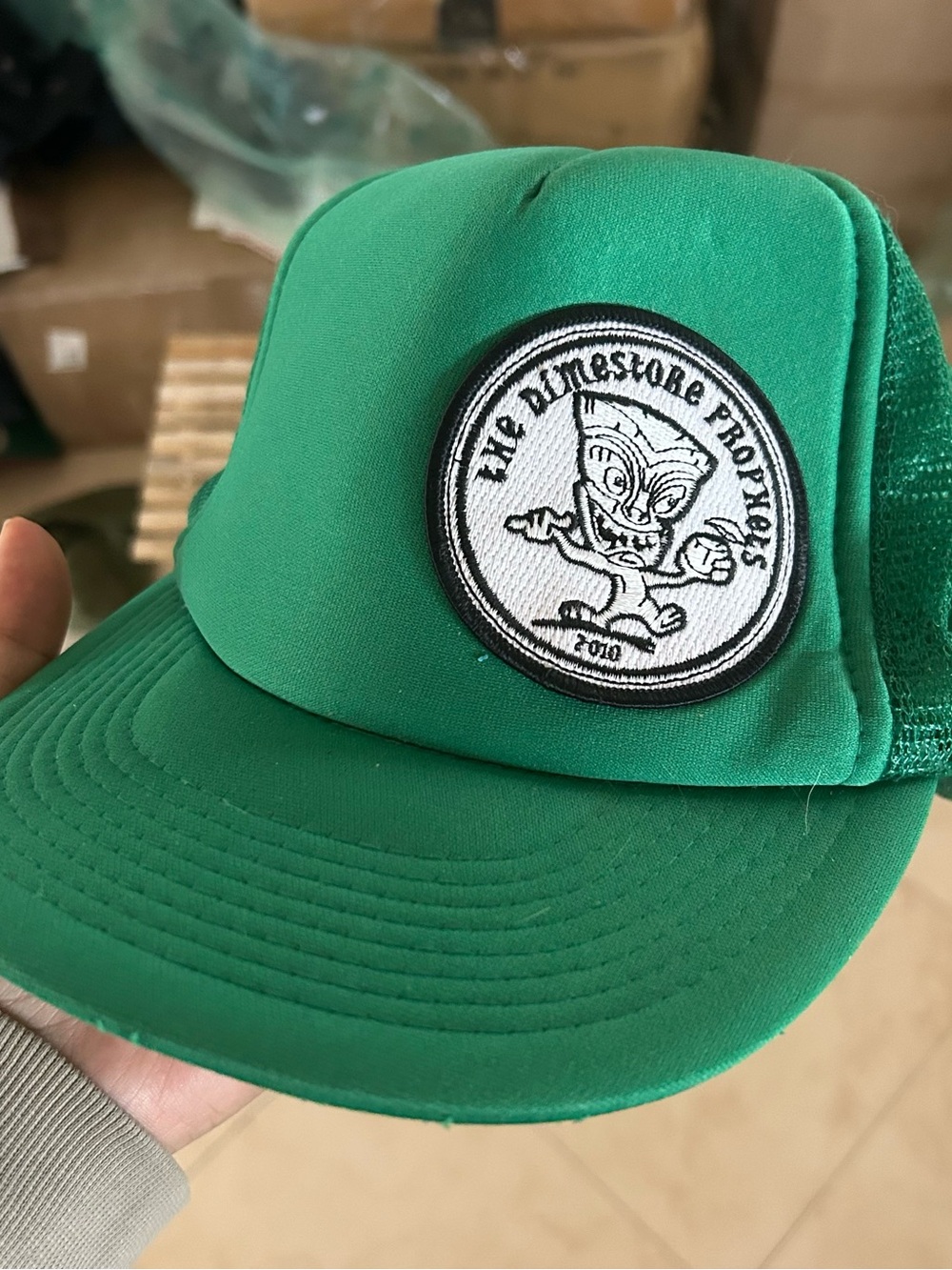 Dimestore Green Trucker Hat mesh back mens adult unisex #96